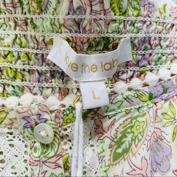 LOVE THE LABEL Square Neck Puff Sleeve Floral Mini Dress Size Large NWT - Picture 13 of 16